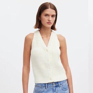 Madewell Cutaway Ivory Sweater Vest LARGE